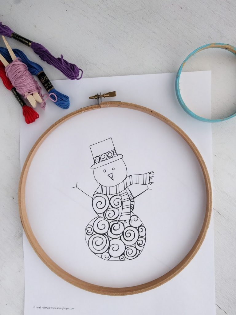 Swirly Snowman Embroidery Design