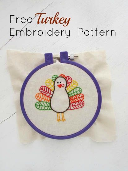 Free Hand Embroidery Pattern// Thanksgiving Turkey