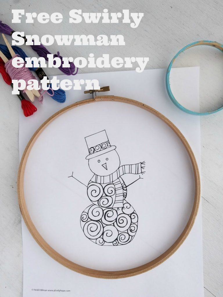 Swirly Snowman Free Embroidery Pattern
