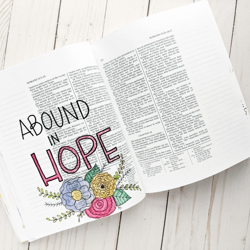 Bible Journal with Me: Abound in Hope (Simple Watercolor Florals)
