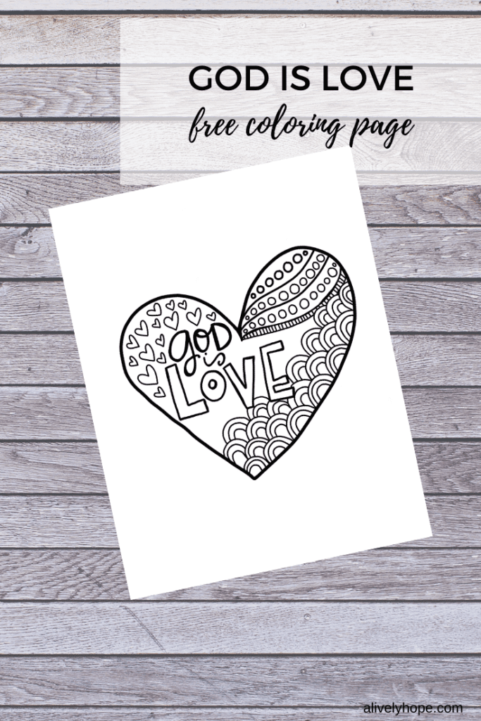 God is Love Free Coloring Page
