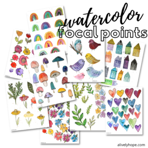 watercolor focal points printable kit